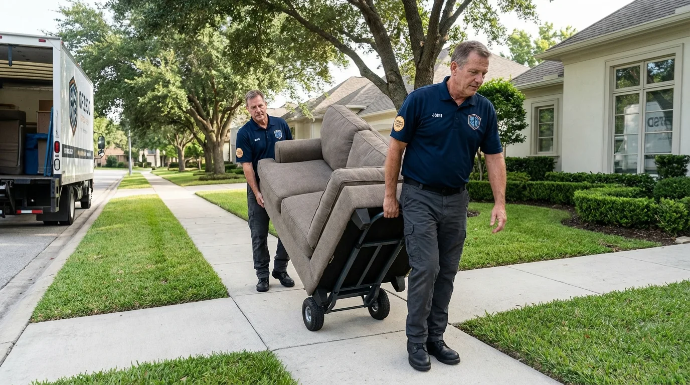 Local residential moving crew loading furniture in Rockland, MA
